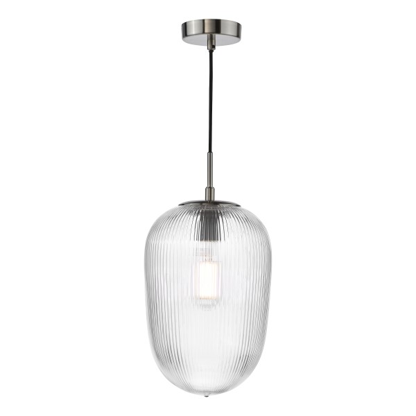 (image for) Pendant - Brushed Nickel and Ribbed Glass