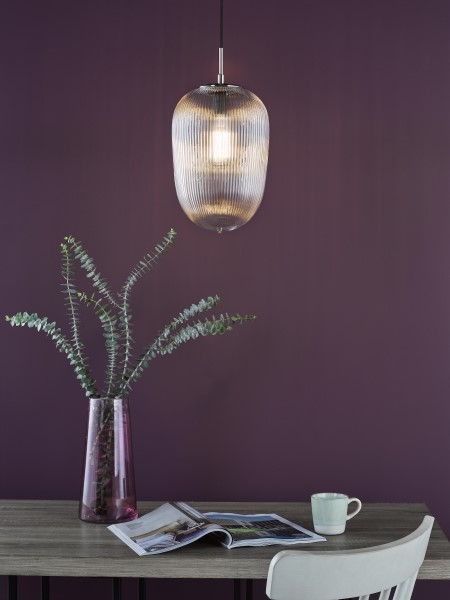 (image for) Pendant - Brushed Nickel and Ribbed Glass