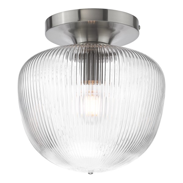(image for) Flush Light - Brushed Nickel and Ribbed Glass