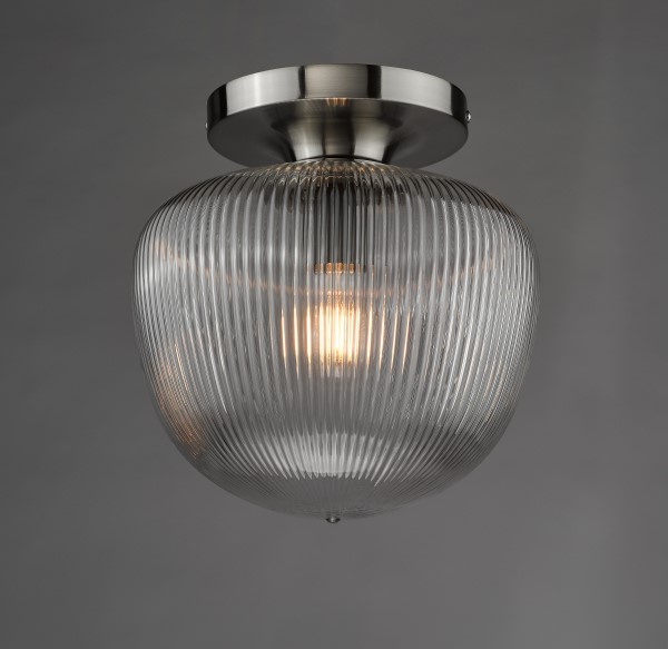 (image for) Flush Light - Brushed Nickel and Ribbed Glass