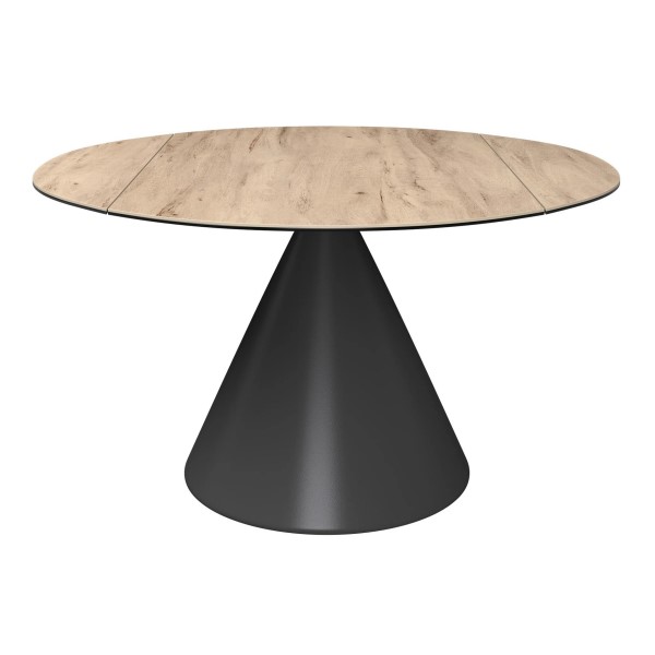 (image for) Round Ceramic Swivel Extending Dining Table 1350mm - Oak Effect Finish