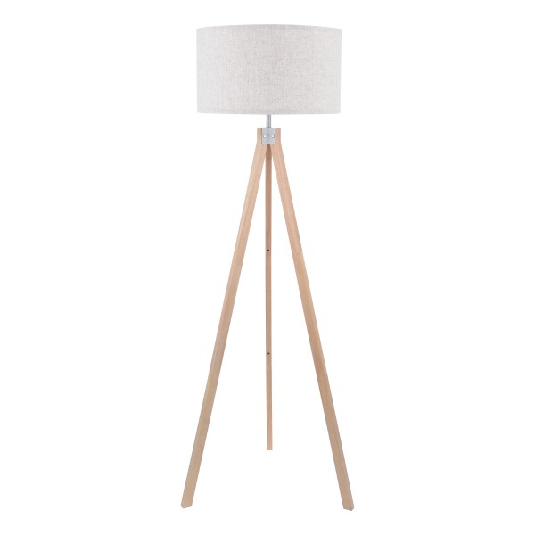 (image for) Tripod Floor Lamp - Light Wood With Shade