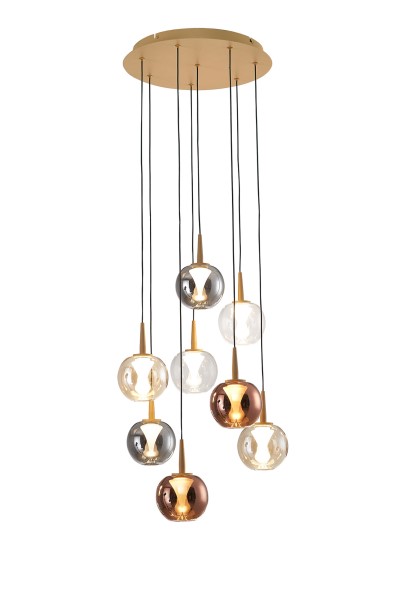 (image for) 8 Light Pendant - Gold & Glass