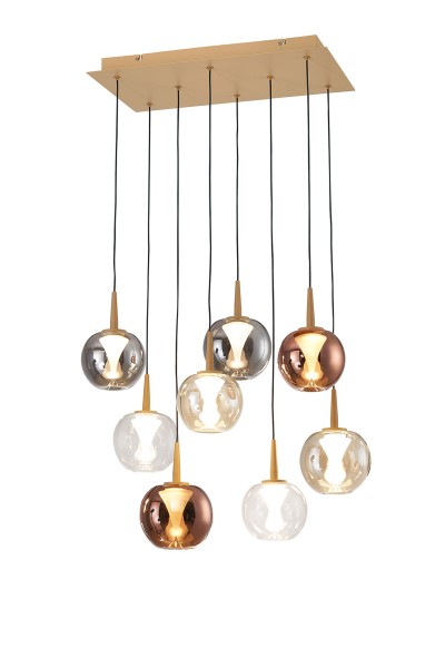 (image for) 8 Light Pendant - Gold & Glass