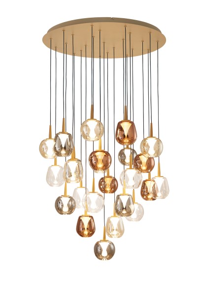 (image for) 5 Light Pendant - Gold & Glass