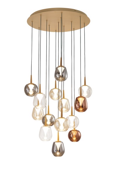 (image for) 5 Light Pendant - Gold & Glass