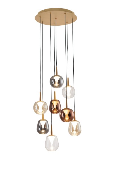 (image for) 5 Light Pendant - Gold & Glass