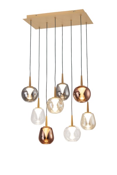 (image for) 8 Light Pendant - Gold & Glass