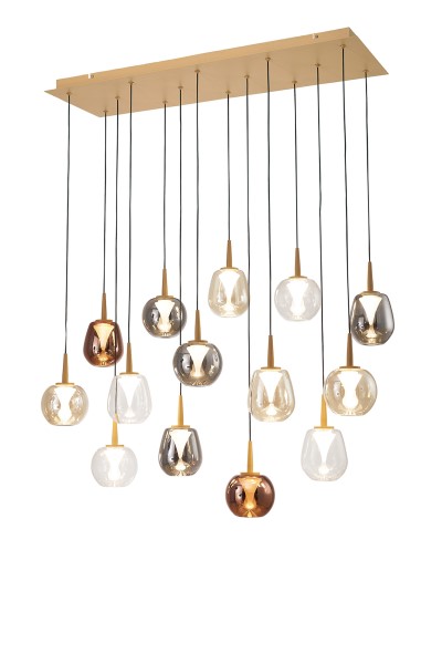 (image for) 14 Light Pendant - Gold & Glass