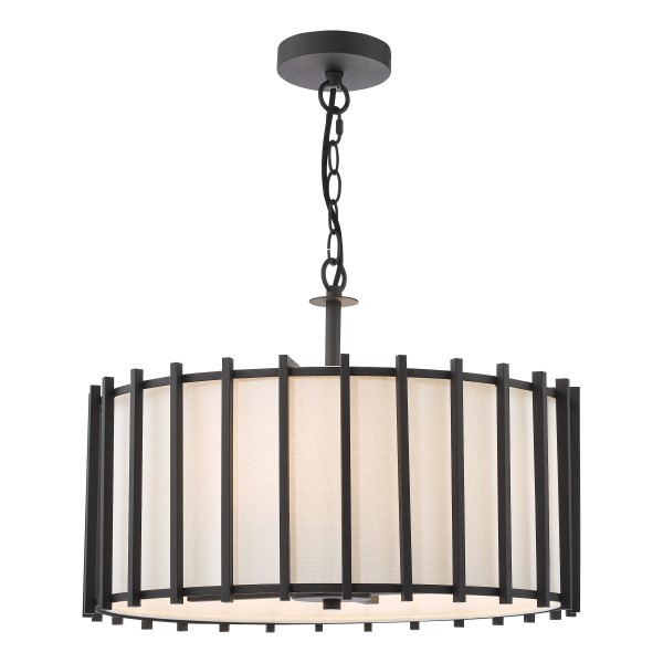 (image for) 4 Light Pendant - Matt Black and Ivory
