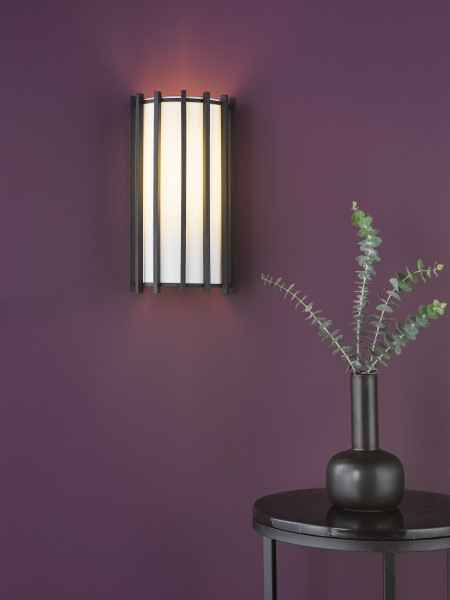 (image for) Wall Light - Matt Black With Ivory Shade