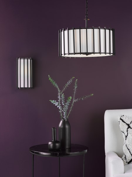 (image for) Wall Light - Matt Black With Ivory Shade