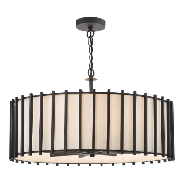 (image for) 8 Light Pendant - Matt Black and Ivory