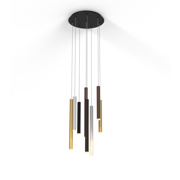 (image for) Round 8 Light Pendant - Sand White/Sand Black/Gold/Rust Brown