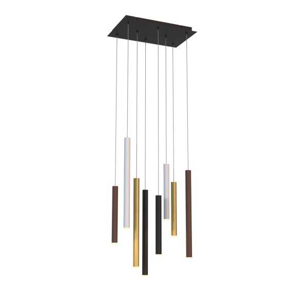 (image for) Rectangle 8 Light Pendant - Sand White/Sand Black/Gold/Rust Brown