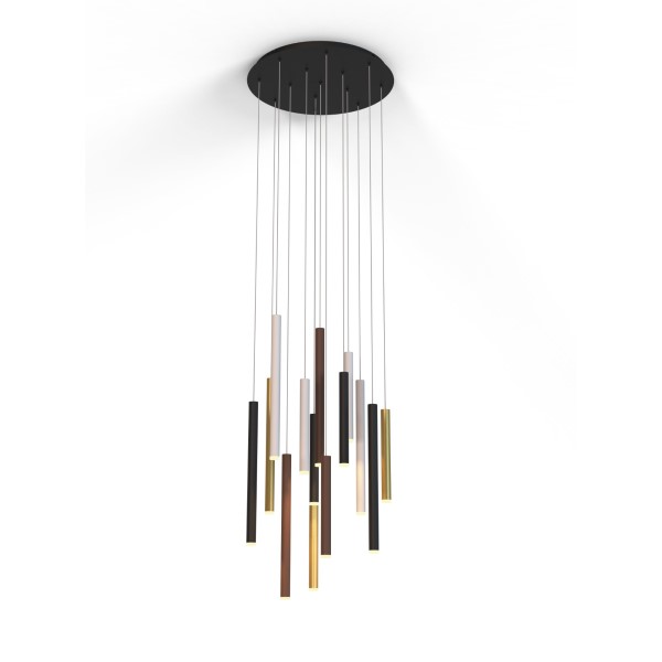 (image for) Round 14 Light Pendant - Sand White/Sand Black/Gold/Rust Brown
