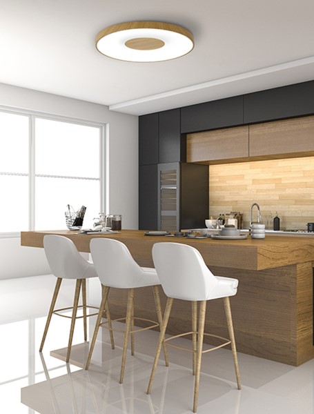 (image for) 65cm Round Ceiling 100W LED - Wood Effect