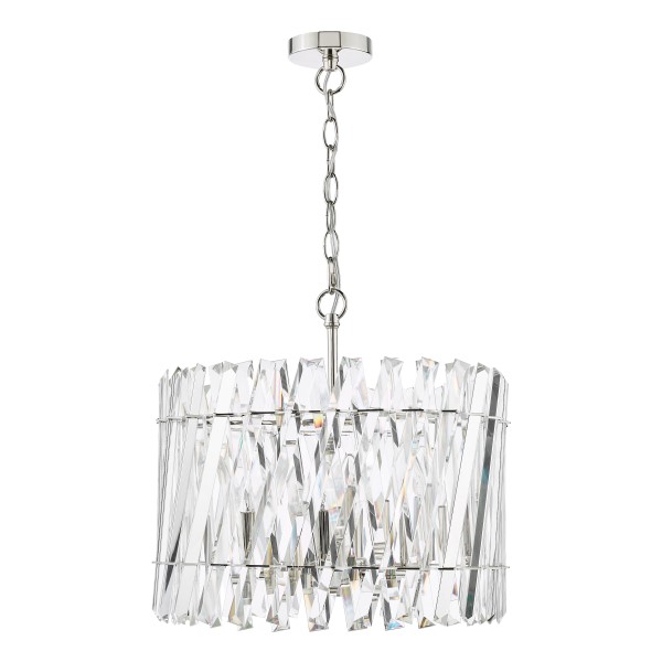 (image for) 6 Light Pendant - Polished Nickel and Crystal