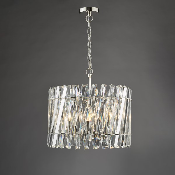 (image for) 6 Light Pendant - Polished Nickel and Crystal