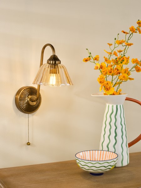 (image for) Wall Light - Antique Bronze and Amber Glass