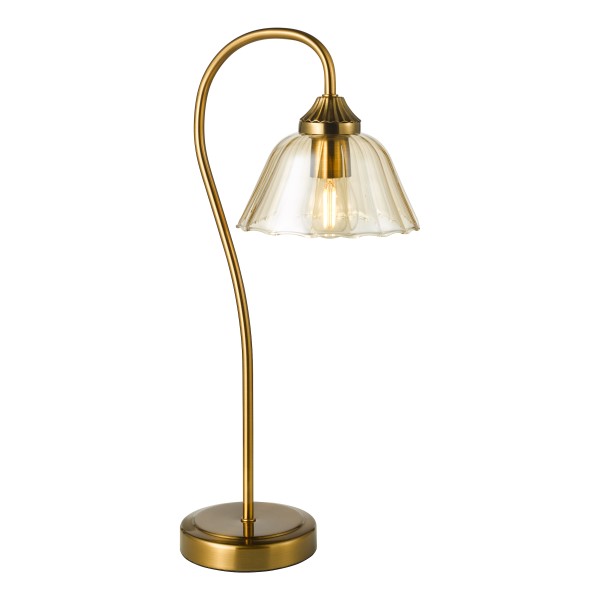 (image for) Table Lamp - Antique Bronze and Amber Glass