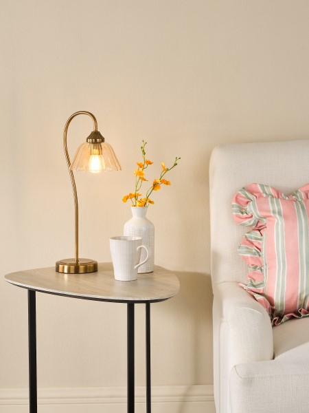 (image for) Table Lamp - Antique Bronze and Amber Glass