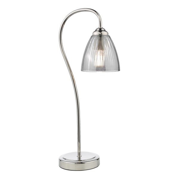 (image for) Table Lamp - Polished Nickel and Smoked Ribbed Glass