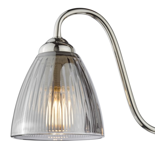 (image for) 3 Light Semi-Flush - Polished Nickel and Smoked Ribbed Glass