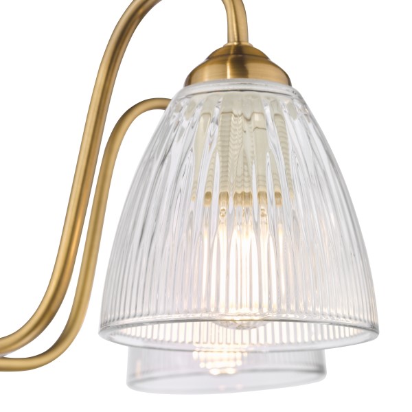 (image for) 5 Light Semi-Flush - Antique Bronze and Ribbed Glass