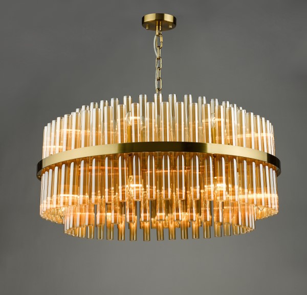 (image for) 16 Light Pendant - Natural Brass and Champagne Glass