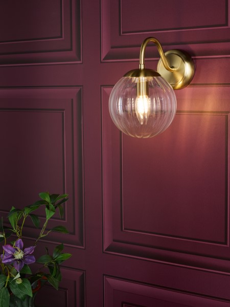 (image for) Wall Light - Natural Brass and Glass