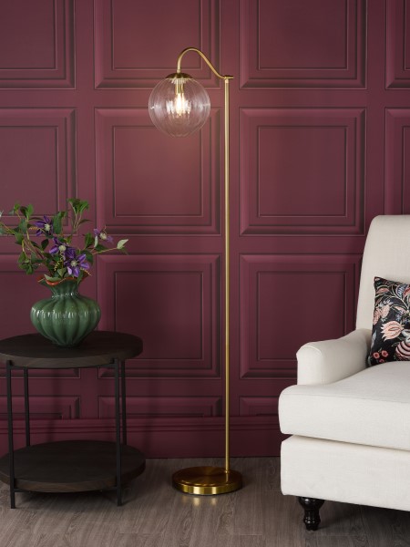 (image for) Floor Lamp - Natural Brass and Glass