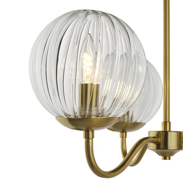 (image for) 3 Light Semi-Flush - Natural Brass and Glass