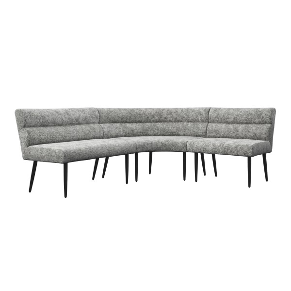 (image for) Curved Corner Bench Set - Grey Fabric