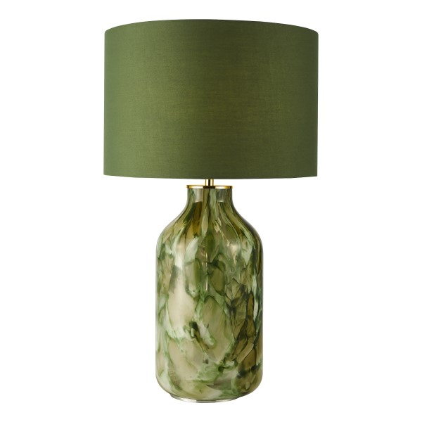 (image for) Table Lamp - Green Art Glass and Polished Chrome With Shade