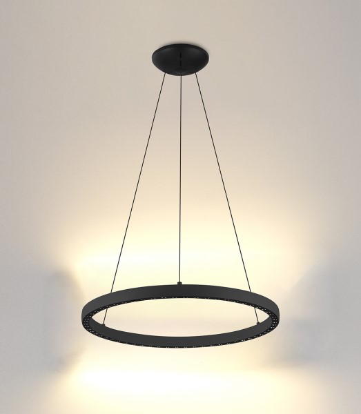 (image for) Ring Pendant 62cm 40W+15W LED, 3 Way Relay - Black