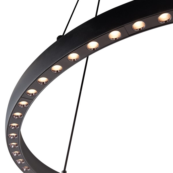 (image for) Ring Pendant 62cm 40W+15W LED, 3 Way Relay - Black