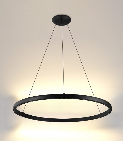 (image for) Ring Pendant 92cm 60W+20W LED, 3 Way Relay - Black