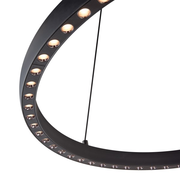 (image for) Ring Pendant 92cm 60W+20W LED, 3 Way Relay - Black