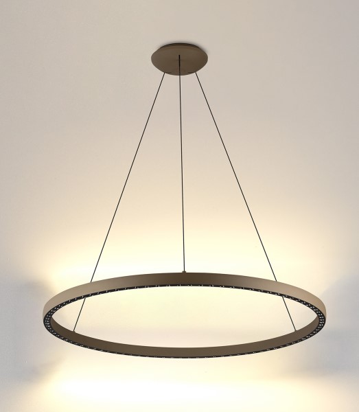 (image for) Ring Pendant 92cm 60W+20W LED, 3 Way Relay - Sand Brown