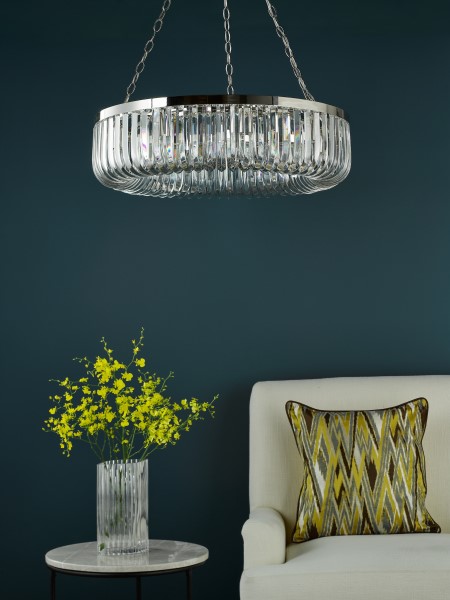 (image for) 8 Light Pendant - Polished Nickel and Crystal