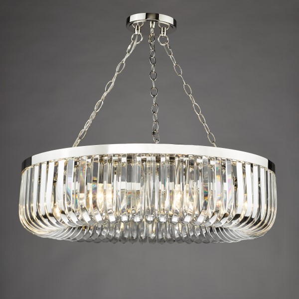 (image for) 8 Light Pendant - Polished Nickel and Crystal