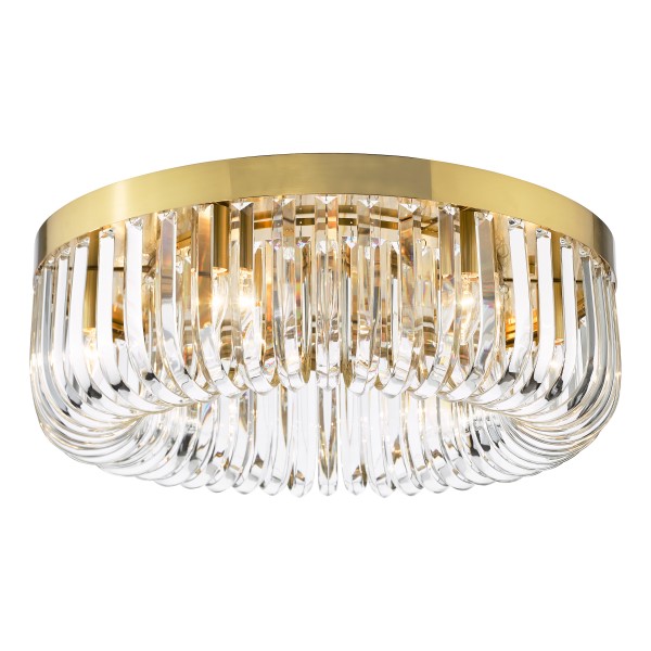 (image for) 6 Light Flush - Satin Gold and Crystal