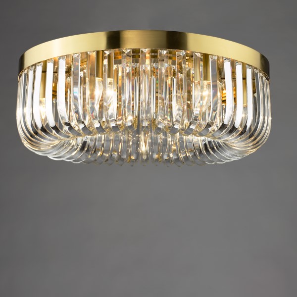 (image for) 6 Light Flush - Satin Gold and Crystal