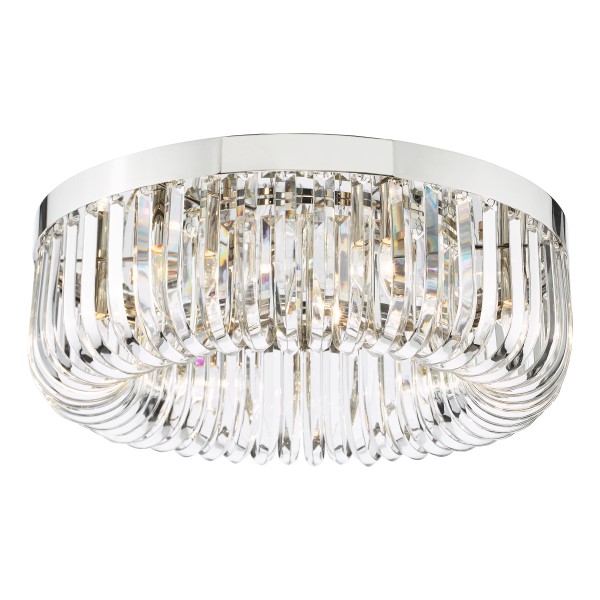 (image for) 6 Light Flush - Polished Nickel and Crystal