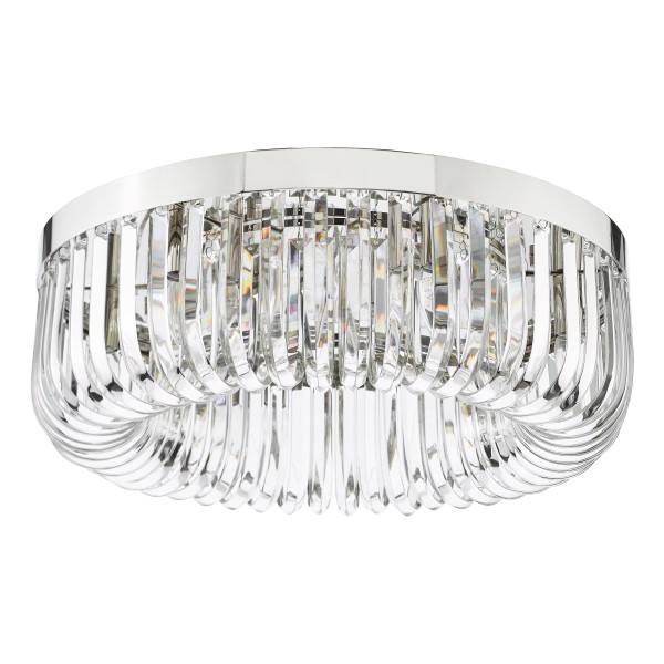 (image for) 6 Light Flush - Polished Nickel and Crystal