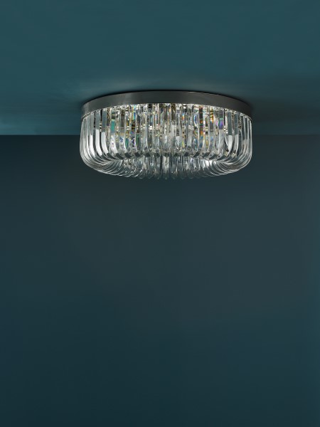 (image for) 6 Light Flush - Polished Nickel and Crystal