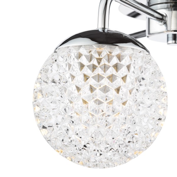 (image for) 3 Light Semi-Flush - Polished Chrome and Faceted Acrylic IP44