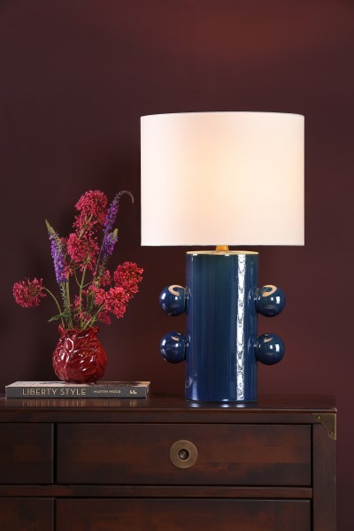 (image for) Table Lamp - Blue and Polished Chrome With Shade