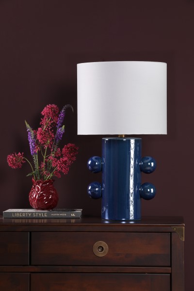 (image for) Table Lamp - Blue and Polished Chrome With Shade